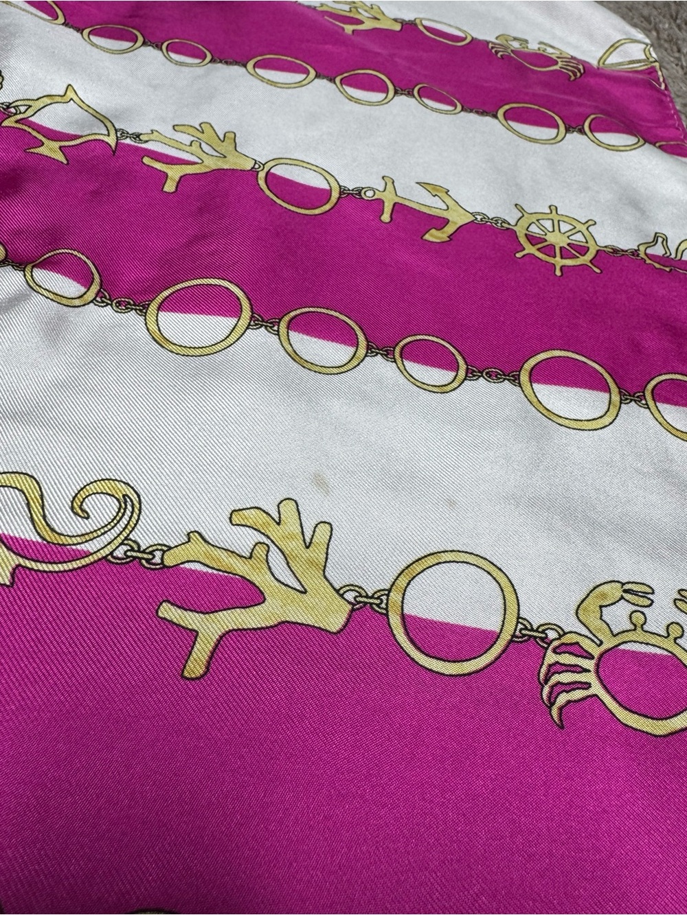 Coach Silk Nautical Pink White Scarf - Picture 5 of 5